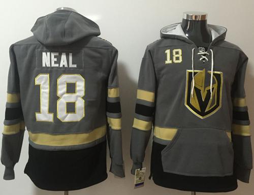 Golden Knights #18 James Neal Grey Name & Number Pullover NHL Hoodie